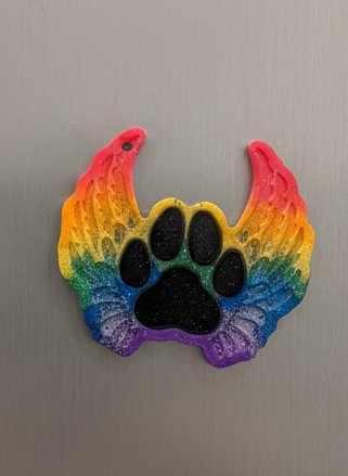 Rainbow wings for the pets we loved. (either a keyring or a fridge magnet)